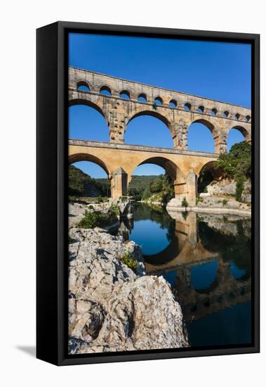 Pont du Gard, Vers Pont-du-Gard, Gard Department, Languedoc-Roussillon, France. Roman aqueduct c...-null-Framed Stretched Canvas