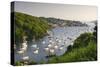 Pont Pill, Polruan and the Fowey Estuary from Hall Walk Near Bodinnick, Cornwall, England. Summer-Adam Burton-Stretched Canvas