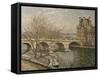 Pont royal et Pavillon de Flore, à Paris-Camille Pissarro-Framed Stretched Canvas