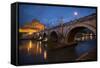 Pont Sant' Angelo and Castel Sant' Angelo at Dusk, Rome, Lazio, Italy, Europe-Ben Pipe-Framed Stretched Canvas