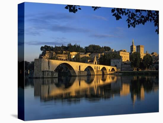 Pont St. Benezet over the River Rhone, and Palais Des Papes, UNESCO World Heritage Site, Avignon, P-Stuart Black-Stretched Canvas