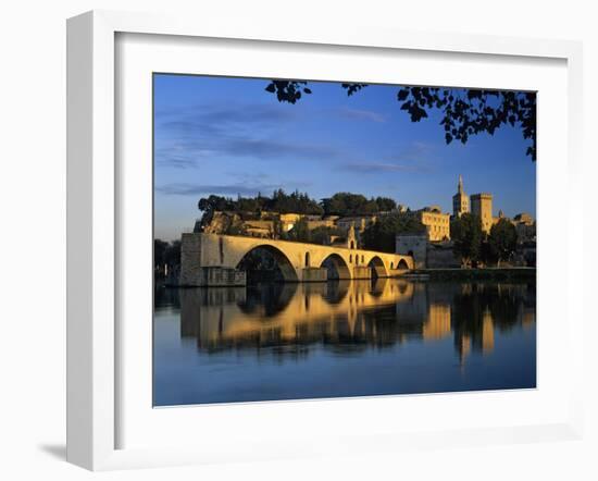 Pont St. Benezet over the River Rhone, and Palais Des Papes, UNESCO World Heritage Site, Avignon, P-Stuart Black-Framed Photographic Print