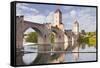 Pont Valentre in the City of Cahors, Lot, France, Europe-Julian Elliott-Framed Stretched Canvas