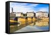 Ponte Alle Grazie over the River Arno, Florence (Firenze), Tuscany, Italy, Europe-Nico Tondini-Framed Stretched Canvas