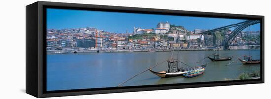 Ponte De Dom Luis I and Douro River Porto Portugal-null-Framed Stretched Canvas