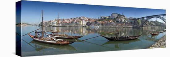 Ponte de Dom Luis I and Port Carrying Barcos, Porto, Portugal-Alan Copson-Stretched Canvas