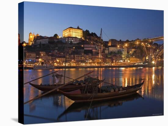 Ponte de Dom Luis I and Port Carrying Barcos, Porto, Portugal-Alan Copson-Stretched Canvas