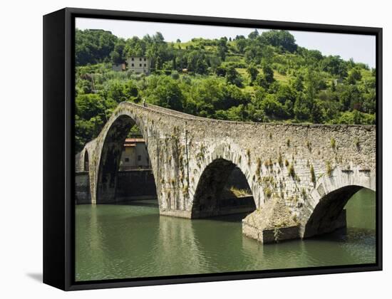 Ponte Del Diavolo or Ponte Della Maddalena, Borgo a Mozzano, Lucca, Tuscany, Italy, Europe-Nico Tondini-Framed Stretched Canvas
