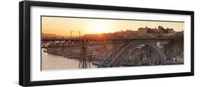 Ponte Dom Luis I Bridge at sunset, Ribeira District, UNESCO World Heritage Site, Porto (Oporto), Po-Markus Lange-Framed Photographic Print