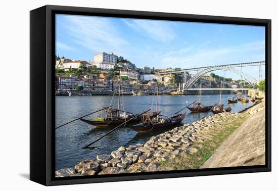 Ponte Dom Luis I Bridge over the Douro River, UNESCO World Heritage Site, Oporto, Portugal, Europe-G and M Therin-Weise-Framed Stretched Canvas