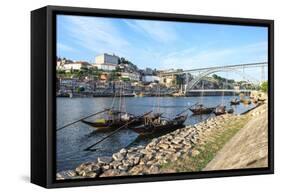 Ponte Dom Luis I Bridge over the Douro River, UNESCO World Heritage Site, Oporto, Portugal, Europe-G and M Therin-Weise-Framed Stretched Canvas