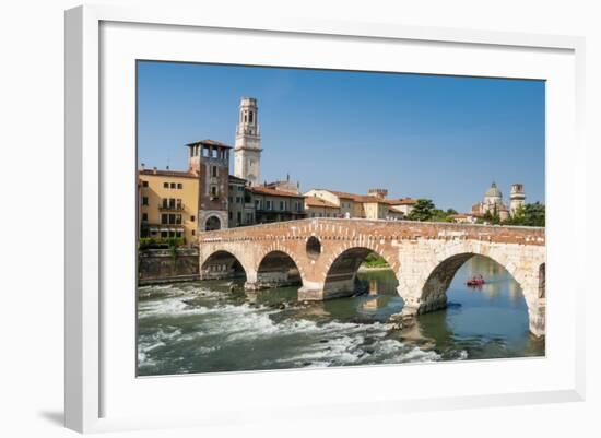 Ponte Pietra, River Adige, Verona, UNESCO World Heritage Site, Veneto, Italy, Europe-Nico-Framed Photographic Print