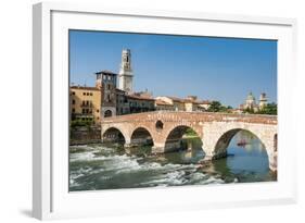 Ponte Pietra, River Adige, Verona, UNESCO World Heritage Site, Veneto, Italy, Europe-Nico-Framed Photographic Print