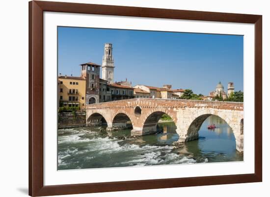 Ponte Pietra, River Adige, Verona, UNESCO World Heritage Site, Veneto, Italy, Europe-Nico-Framed Photographic Print