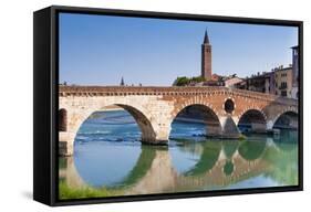 Ponte Pietra, Verona, River Adige, UNESCO World Heritage Site, Veneto, Italy, Europe-Nico-Framed Stretched Canvas