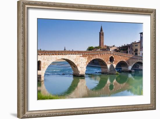 Ponte Pietra, Verona, River Adige, UNESCO World Heritage Site, Veneto, Italy, Europe-Nico-Framed Photographic Print