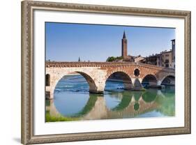 Ponte Pietra, Verona, River Adige, UNESCO World Heritage Site, Veneto, Italy, Europe-Nico-Framed Photographic Print