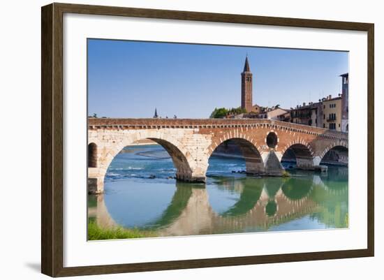 Ponte Pietra, Verona, River Adige, UNESCO World Heritage Site, Veneto, Italy, Europe-Nico-Framed Photographic Print