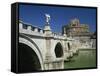 Ponte S. Angelo over the River Tevere and Castle in the City of Rome, Lazio, Italy, Europe-null-Framed Stretched Canvas