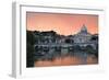 Ponte Sant'Angelo and St. Peter's Basilica at Sunset, Vatican City, Rome-David Clapp-Framed Photographic Print