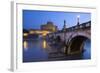 Ponte Sant'Angelo on the River Tiber and the Castel Sant'Angelo at Night, Rome, Lazio, Italy-Stuart Black-Framed Photographic Print