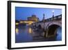 Ponte Sant'Angelo on the River Tiber and the Castel Sant'Angelo at Night, Rome, Lazio, Italy-Stuart Black-Framed Photographic Print