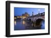 Ponte Sant'Angelo on the River Tiber and the Castel Sant'Angelo at Night, Rome, Lazio, Italy-Stuart Black-Framed Photographic Print