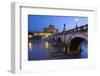 Ponte Sant'Angelo on the River Tiber and the Castel Sant'Angelo at Night, Rome, Lazio, Italy-Stuart Black-Framed Photographic Print