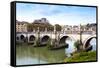 Ponte Sant'Angelo, Tiber River, Rome, Lazio, Italy, Europe-Nico Tondini-Framed Stretched Canvas