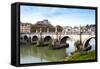 Ponte Sant'Angelo, Tiber River, Rome, Lazio, Italy, Europe-Nico Tondini-Framed Stretched Canvas