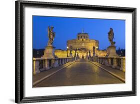 Ponte Sant'Angelo with 16th Century Statues and the Castel Sant'Angelo at Night, Rome, Lazio, Italy-Stuart Black-Framed Photographic Print