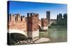 Ponte Scaligero Bridge Outside Castelvecchio Fortress-Nico-Stretched Canvas