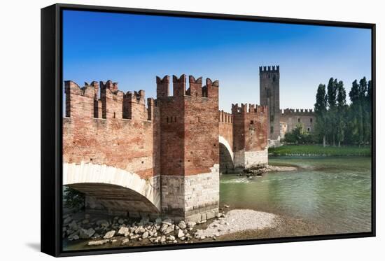 Ponte Scaligero Bridge Outside Castelvecchio Fortress-Nico-Framed Stretched Canvas