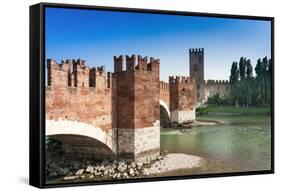 Ponte Scaligero Bridge Outside Castelvecchio Fortress-Nico-Framed Stretched Canvas