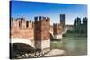 Ponte Scaligero Bridge Outside Castelvecchio Fortress-Nico-Stretched Canvas