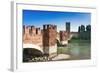 Ponte Scaligero Bridge Outside Castelvecchio Fortress-Nico-Framed Photographic Print