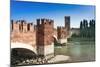 Ponte Scaligero Bridge Outside Castelvecchio Fortress-Nico-Mounted Photographic Print