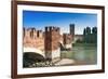 Ponte Scaligero Bridge Outside Castelvecchio Fortress-Nico-Framed Photographic Print