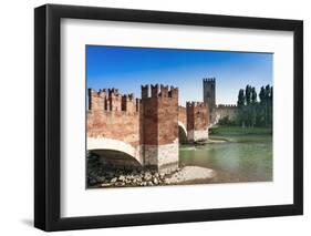 Ponte Scaligero Bridge Outside Castelvecchio Fortress-Nico-Framed Photographic Print