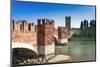 Ponte Scaligero Bridge Outside Castelvecchio Fortress-Nico-Mounted Photographic Print