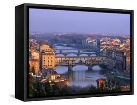 Ponte Vecchio and Arno River, Florence, Tuscany, Italy-Steve Vidler-Framed Stretched Canvas