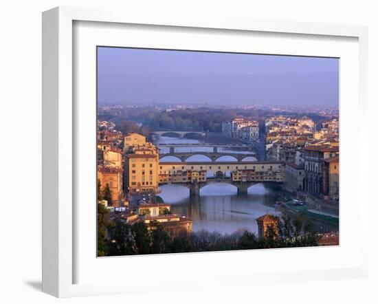 Ponte Vecchio and Arno River, Florence, Tuscany, Italy-Steve Vidler-Framed Photographic Print