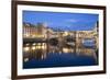 Ponte Vecchio and River Arno at Dusk, Florence, UNESCO World Heritage Site, Tuscany, Italy, Europe-Stuart Black-Framed Photographic Print