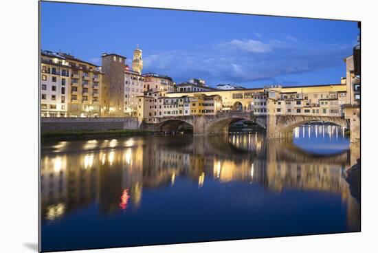 Ponte Vecchio and River Arno at Dusk, Florence, UNESCO World Heritage Site, Tuscany, Italy, Europe-Stuart Black-Mounted Photographic Print