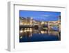 Ponte Vecchio and River Arno at Dusk, Florence, UNESCO World Heritage Site, Tuscany, Italy, Europe-Stuart Black-Framed Photographic Print