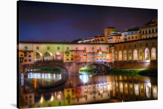 Ponte Vecchio at Night, Florence, Italy-George Oze-Stretched Canvas