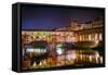 Ponte Vecchio at Night, Florence, Italy-George Oze-Framed Stretched Canvas