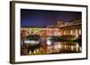 Ponte Vecchio at Night, Florence, Italy-George Oze-Framed Photographic Print