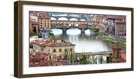 Ponte Vecchio Bridge across Arno River, Florence, UNESCO World Heritage Site, Tuscany, Italy, Europ-Hans-Peter Merten-Framed Photographic Print