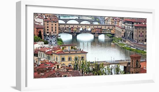 Ponte Vecchio Bridge across Arno River, Florence, UNESCO World Heritage Site, Tuscany, Italy, Europ-Hans-Peter Merten-Framed Photographic Print